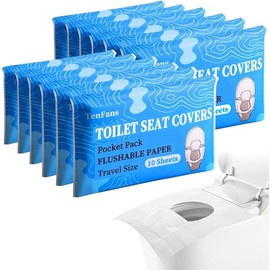 Toilet Seat Covers (60 pack), XL Flushable and Biodegradable Paper Cover Disposable for Adult and Kids’ Potty Training, Great for Airplane, Travel Seats, Public Restroom and Camping Wood - Size: 120 pack