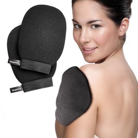 Guantes exfoliantes coreanos para eliminar la piel muerta. Pack de 2 guantes 100% viscosa Kessa para exfoliación profunda del cuerpo, queratosis pilar y eliminación del autobronceado