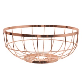 Metal Fruit Basket Bowl Open Grid Copper