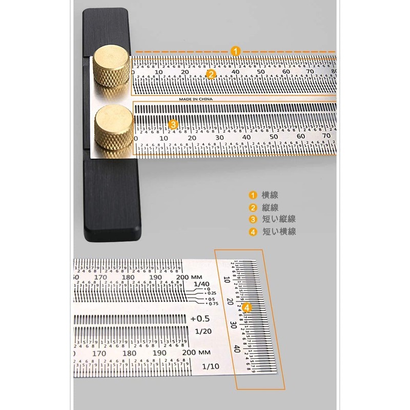 CarAngels Stainless Steel Wood Injury Gauge 90 Degree Ruler Right