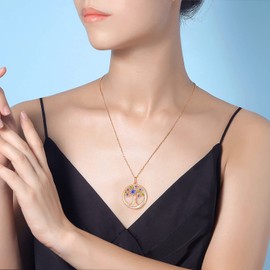 JD & P Valentine's Day Sterling Silver Tree of Life Necklace for Women, Cubic Zirconia December Birthstone Necklace, Mother's Day Christmas Anniversary Birthday Gift Ideal for Her Wife Girlfriend Mom