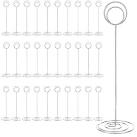 Paquete de 30 soportes para números de mesa de 8.66 pulgadas de alto, soporte para fotos de metal, para fotos, números de fotos, carteles de alimentos, notas para bodas, fiestas de cumpleaños