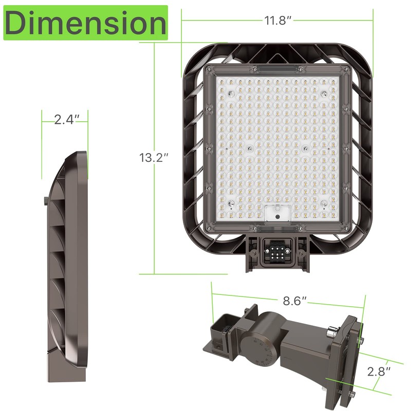 Glitgate 200W LED Parking Lot Light 30000LM 5000K Dusk to