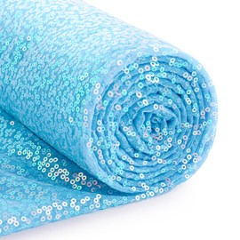 INVGEEXI - Tela de lentejuelas azul claro de The Yard, 3 pies de 1 yarda, material de lentejuelas brillantes para vestidos de boda, dama de honor, disfraces de fiesta, manteles, proyectos de costura