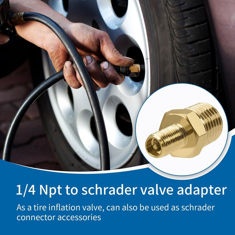 2 Pack Valve Adapter, Brass Air Inflator Connector, Ideal for