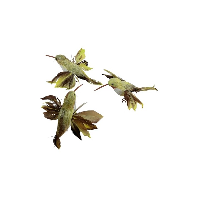 Decorative Hummingbird Set of 3 Green 18 cm with Real