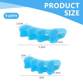 YAPKOLV 4 Pairs Toe Separators Hallux Valgus Gel Toenail Dividers, Repeatable Washable Toe Separators for Relaxing Toes to Relieve Bunions, Hammer Toes, Hallux Valgus