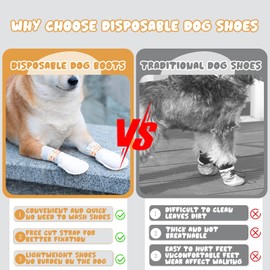 ziyue 20Pcs Disposable Dog Booties for Paw Protection Dog Feet Covers Pet Shoes for Dogs Paw Wound Recovery Protectors with 1 Roll Dog Paw Bandage for Medium Large Dogs (Cherry, 20 Pack)