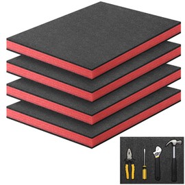 Storystore Tool Box Foam 16 x 12 x 1.5 inch, 4 Packs Cuttable Foam Inserts for Cases, Polyurethane Storage Sheets, Toolbox Organizer for Drawer Liner Storage Tool Shadow