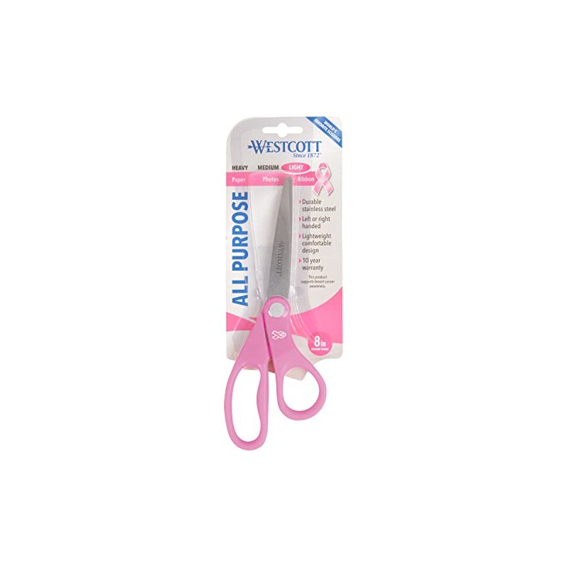 Westcott 15387 - Tijeras de acero inoxidable con cinta rosa