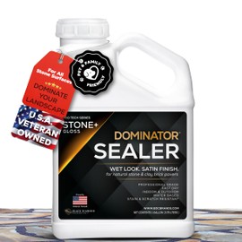 1 Gal. DOMINATOR Stone+ Gloss Clear Acrylic Sealer | Satin Finish Stone Sealer, Clay Brick Sealer | Color Enhancing | Professional Grade | Fast Dry | Indoor and Outdoor