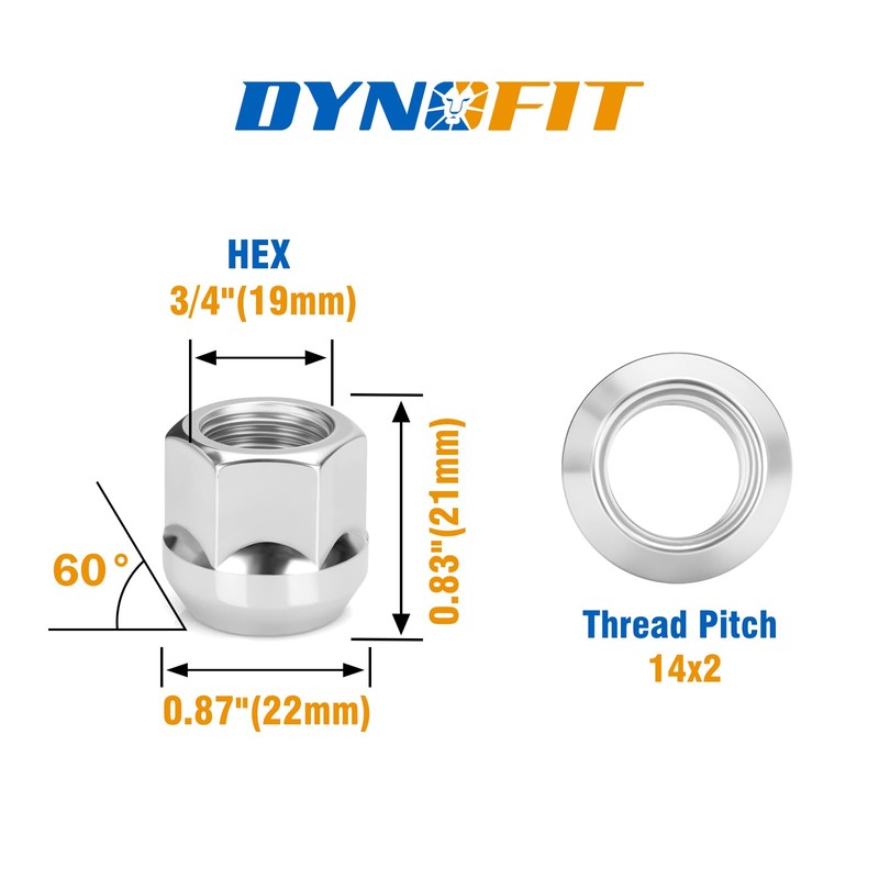 Dynofit M14x2 Open Lug Nuts Compatible with Ford F150 Expedition