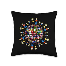 Flags of the World, Family around the Globe Throw Pillow, 16x16, Multicolor