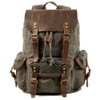 WUDON Leather Backpack for Men, Waxed Canvas Shoulder Rucksack Carry-On