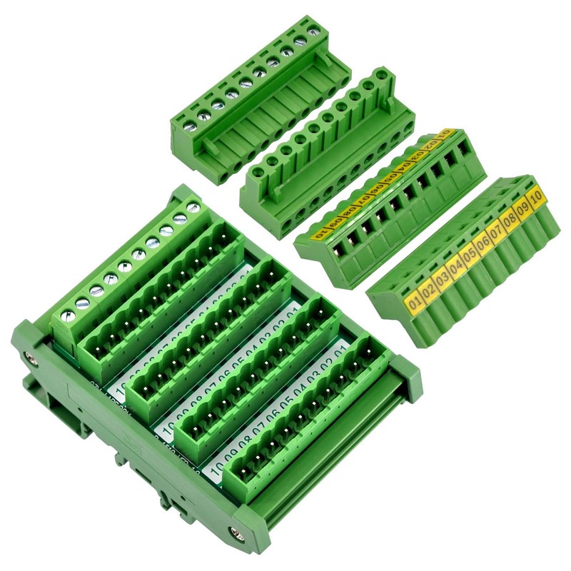 Slim DIN Rail Mount 10A/300V Pluggable Screw Terminal Block Distribution