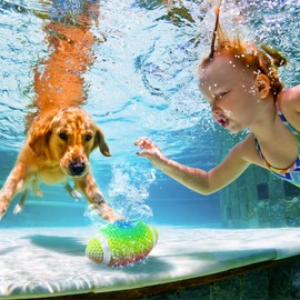 Hiboom Swimming Pool Water Football, Soft Beach Games Waterproof Ball for Kids, 9.6 Inch PVC Rainbow Colorful Non Slip Underwater 4th of July Party Dive Toys Gift for Adults and Family