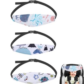 Cojín Soporte Cabeza y Cuello para Niño, 3 PCS Soporte Cabeza Niños Coche, Bandas Ajustables, Seguridad para Viajes, Algodón Suave, Acolchado, Multiusos, Apto para Cochecitos y Sillas de Auto