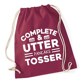 Hippowarehouse Complete & Utter Pancake Tosser Drawstring Cotton School Gym Bag 37cm x 46cm, 12 litres