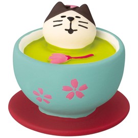Deco Corporation concombre ZSA-38716R Chibi Cat Cherry Blossom Green Tea Size: Approx. φ1.3 inches (3.4 cm), H3.2 inches (3.2 mm)