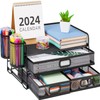 Marbrasse 3 Tier Mesh Desk Organizer with Drawer, Multi-Functional Desk