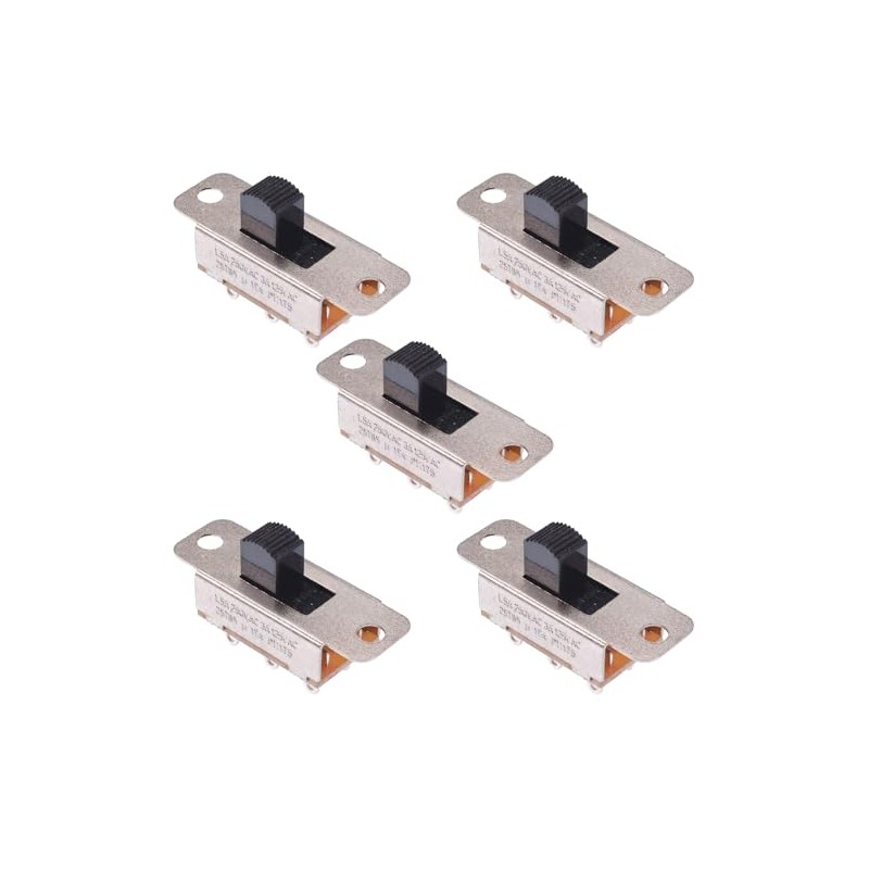 5 x On-On Slide Switch DPDT 1.5A Solder Terminals (Pack