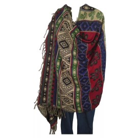 TDbN | Tribal Designs by Neela Throw / Wrap | Yak + Sheep Wool Blend | Nepal | Handmade | Tribal Design | Green