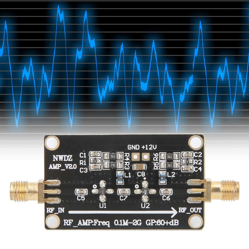 LNA 0.1M‑2G RF Wideband Amplifier 60dB High Gain Low Noise