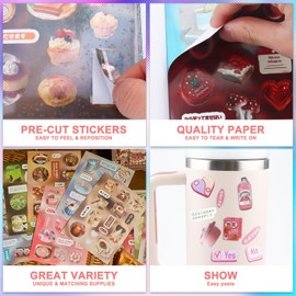 700Pcs Cute Scrapbook Stickers Travel Laser Sticker Book for Adult Kawaii Korean Stickers for Journaling Aesthetic Kpop Photocard Glitter Sticker Toploader Decor for DIY Card Art Crafts 45 Page Secret