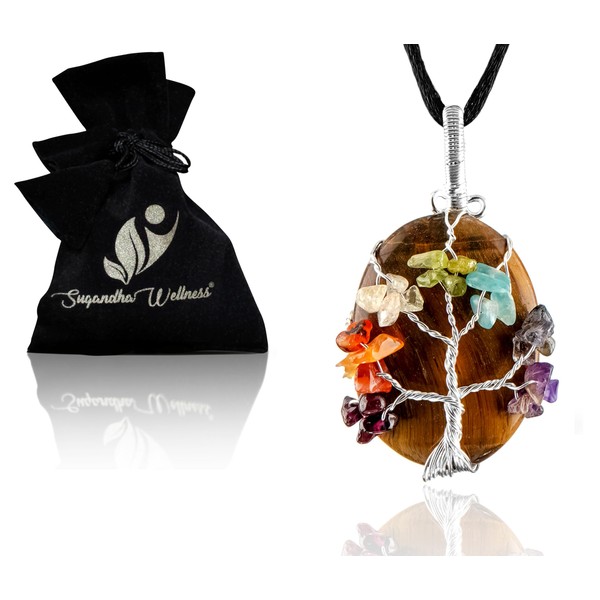 Sugandha Wellness Tiger Eye Healing Crystal Necklace - Strength &