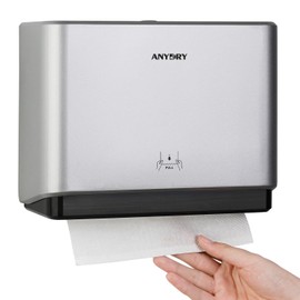 anydry 200-Sheet Wall-Mounted Paper Towel Dispenser, Fits Multi-Fold Towels up to 10x3.1 Inches, Perfect for Home & Business (Silver)
