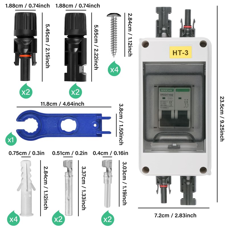 TEOV DC Solar Circuit Breaker with Solar Plug, 2P 63A