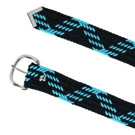 M&F Western Nocona Men's Woven Braided Nylon Belt, Black/Turquoise – Adjustable Up to Size 46"