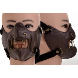 Coool PU BROWN Leather Punk HANNIBAL LECTOR Mask Half Face Halloween Cosplay BIKER