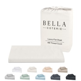 Bella Coterie Luxury Bamboo Viscose Queen Size Flat Sheet | 100% Organically Grown Bamboo Viscose | Ultra Soft | Cooling for Hot Sleepers [Ivory]