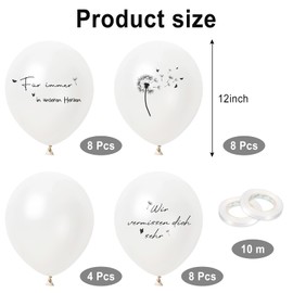 Pack of 28 Mourning Balloons, Funeral Party Latex Balloons, Commemoration Funeral Balloons, Wir Vermissen dich Balloons, Forever in Our Hearts, White Funeral Decoration, for Funeral Party,