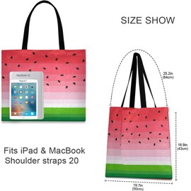 visesunny Women's Large Canvas Tote Shoulder Bag Watermelon Slice Top Storage Handle Shopping Bag Casual Reusable Tote Bag for Beach,Travel,Groceries,Books
