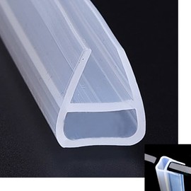 YXQ Frameless Shower Door Bottom Seal U-Type Door Sweep Stop Shower Leaking with Drip Rail for 3/8"(10mm) Glass,78"(2000mm) Length