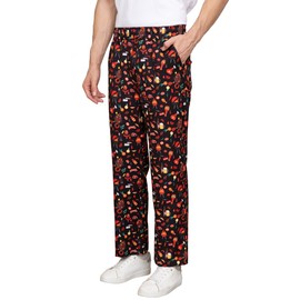 Nanxson Men's Baggy Chef Pants, Printed Work Pants with Elastic Waist Restaurant Kitchen Uniforms CFM2016 Vegetable M