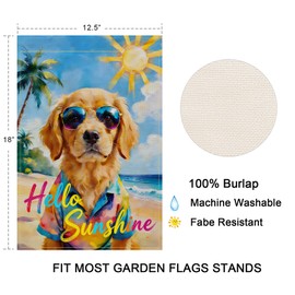 Balgardekor Hello Sunshine Golden Retriever Dog Garden Flag Double Sided Seasonal Floral Yard Ourdoor Decoration 12x18 Inch Outside Small Yard Flag (Hello Sunshine, 18"L x 12"W)