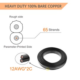UBOORY 12 Gauge Wire 2 Conductor 50FT, 12/2 Low Voltage Landscape Wire, Low Voltage Wire, Outdoor Direct Burial Electrical Wire, Copper Wire