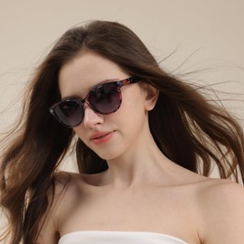 LVIOE Polarized Cat Eye Sunglasses for Women Trendy Classic Retro Shades with UV400 Protection for Driving Fishing LS8091