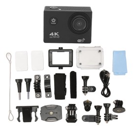 Yosoo Health Gear Cámara de Acción, 4K HD 98.4ft 170° Gran Angular WiFi Interfaz USB 2.0 Pantalla de 2 Pulgadas Deportes Subacuáticos para Casco de Buceo Al Aire Libre (Black)