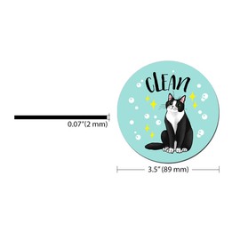 WIRESTER 3.5 inch Dishwasher Clean Dirty Flip Sign Double-Sided Decoration for Kitchen Dishwasher Washing Machine, Playful Postures Tuxedo Cat
