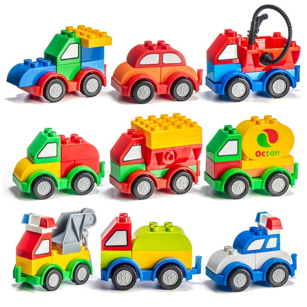 Prextex 60 Pieces Build Your Own Toy Cars Set Building Blocks Building Bricks
