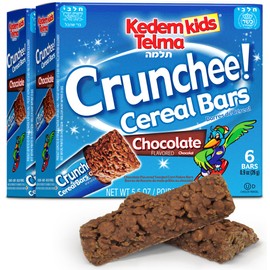 Kedem Kids, Crunchee! Dairy Chocolate Flavored Cereal Bars, "2 Pack" (Total 12 Bars) Individually Wrapped, Good Source of Calcium