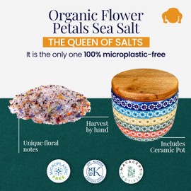 SAL MARINA | Organic Flower Petal Sea Salt 11oz | Kosher Salt - Natural Vegan Gluten Free - Organic Table Salt Seasoning Food