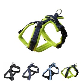 【Hakusan】 Zero Harness,Dog Harness, Padded, Adjustable, No Pull Design, Safety,Japanese Brand,Small Dog,Medium Dog, (Lime×Denim, Tiny)