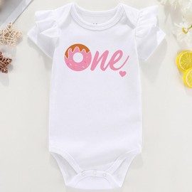 Azzwnee Donut One funny gifts for newborn girls baby clothes Baby Bodysuit 0-3 months White(9-12Months)