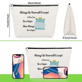 Hippopotamus Gifts Hippo Lover Makeup Bag Inspirational Gifts for Girls Funny Hippos Gifts for Daughter Niece Granddaughter Cosmetic Bag Animal Lover Gifts Birthday Graduation Gifts Cosmetic Pouch