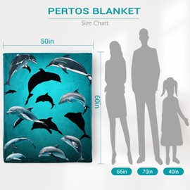 Pertos Dolphin Gift Toys for Boys and Girls - Perfect for Christmas Birthdays Valentine's Day Easter Blanket for Kids Ages 1-14 Years Old Child or Teen Decorative Fleece Throw Blanket 50"x60"